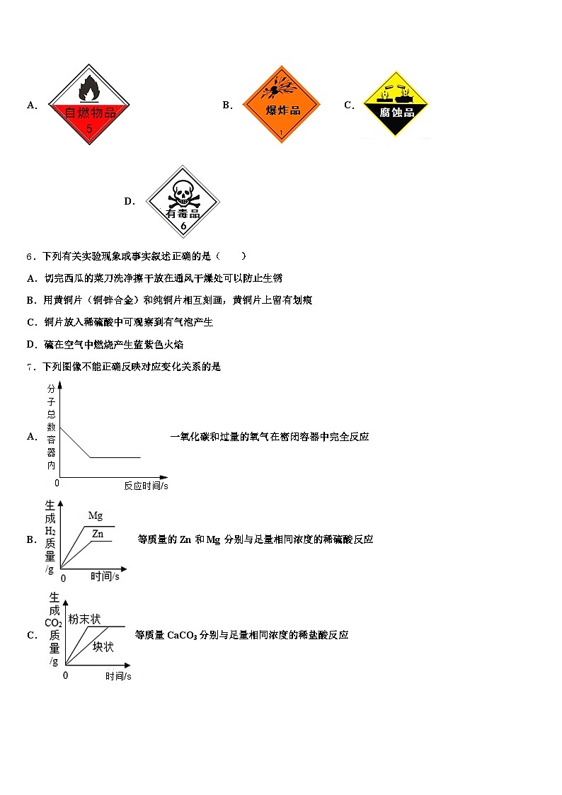 绥化市2025-2026学年中考化学模拟试题（含答案解析）第2页