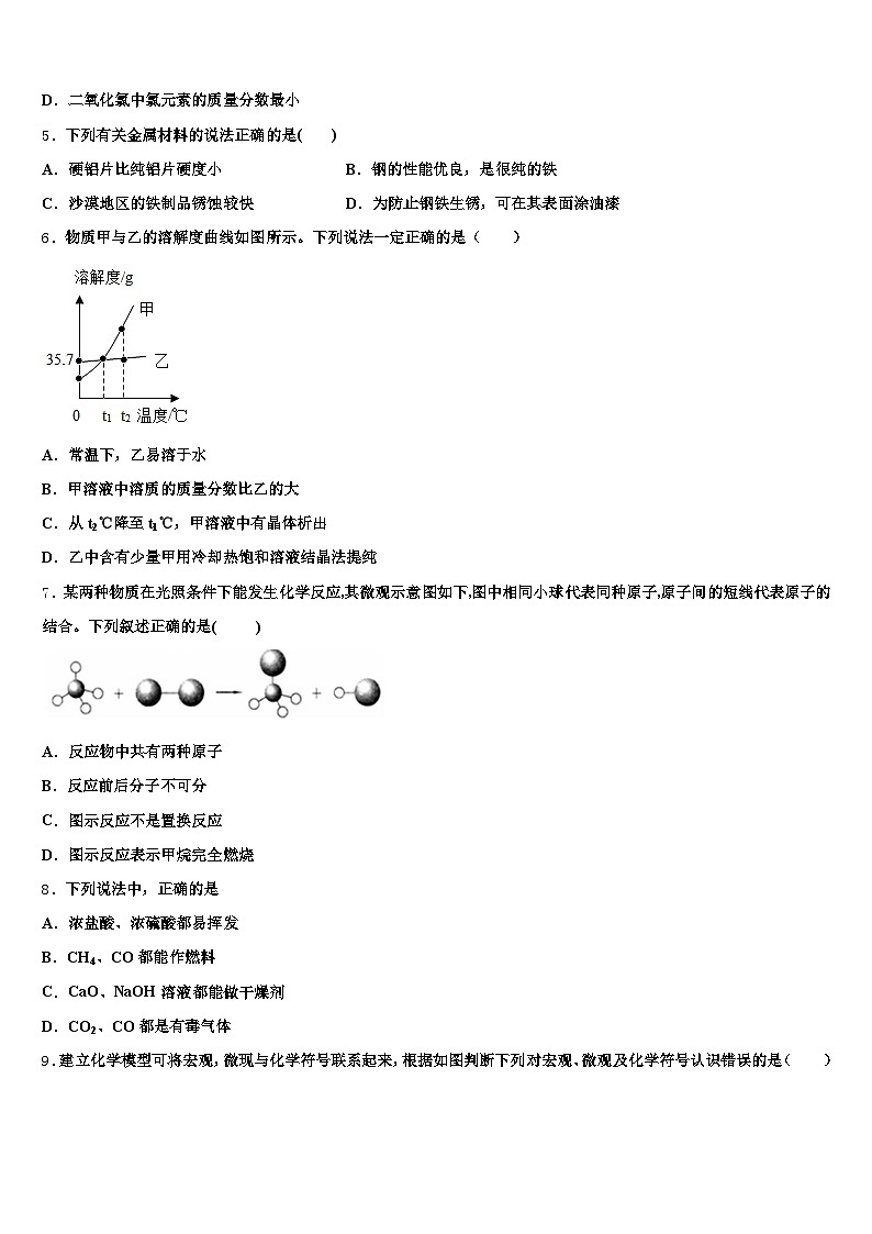 云南省昭通市2025-2026学年中考一模化学试题（含答案解析）第2页