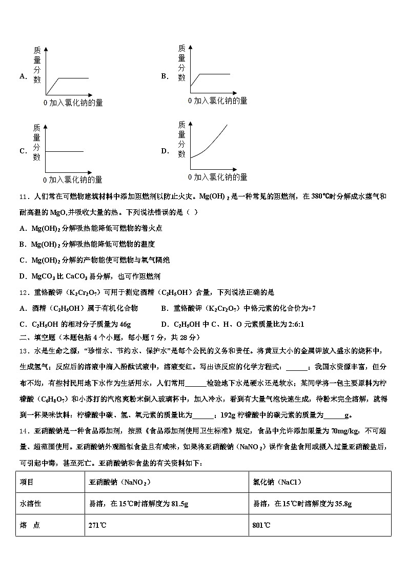萍乡市2026年中考联考化学试卷（含答案解析）第3页