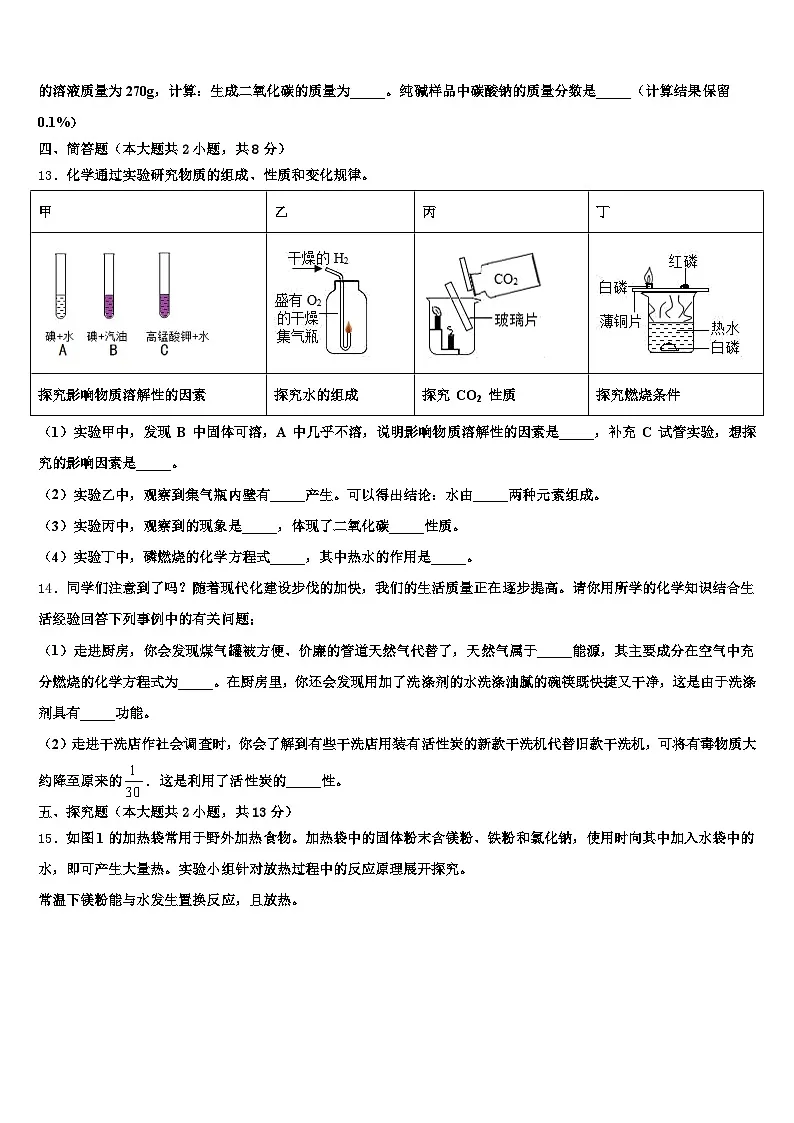 哈尔滨市2025-2026学年中考化学模拟试题（含答案解析）第3页