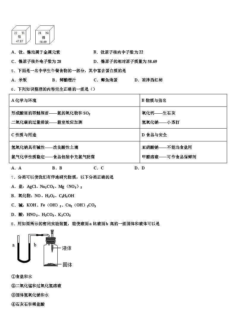 河南省鹤壁市2025-2026学年中考三模化学试题（含答案解析）第2页