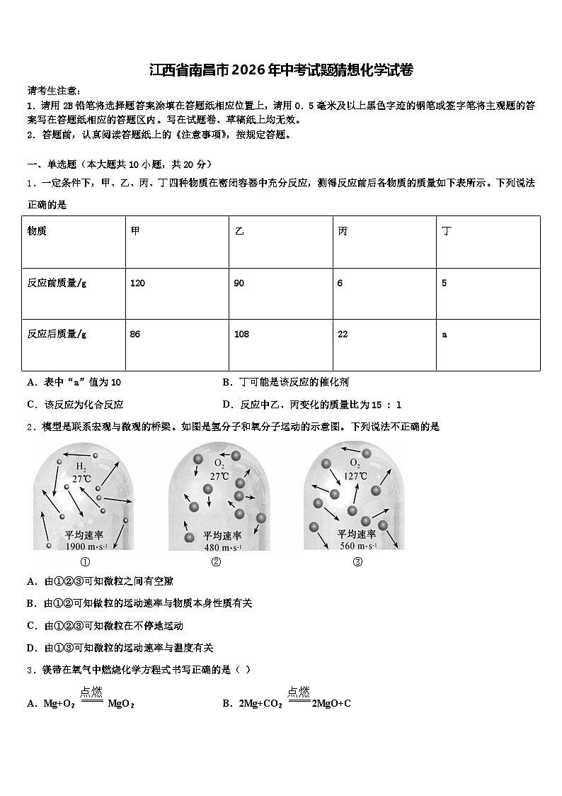 江西省南昌市2026年中考试题猜想化学试卷（含答案解析）第1页
