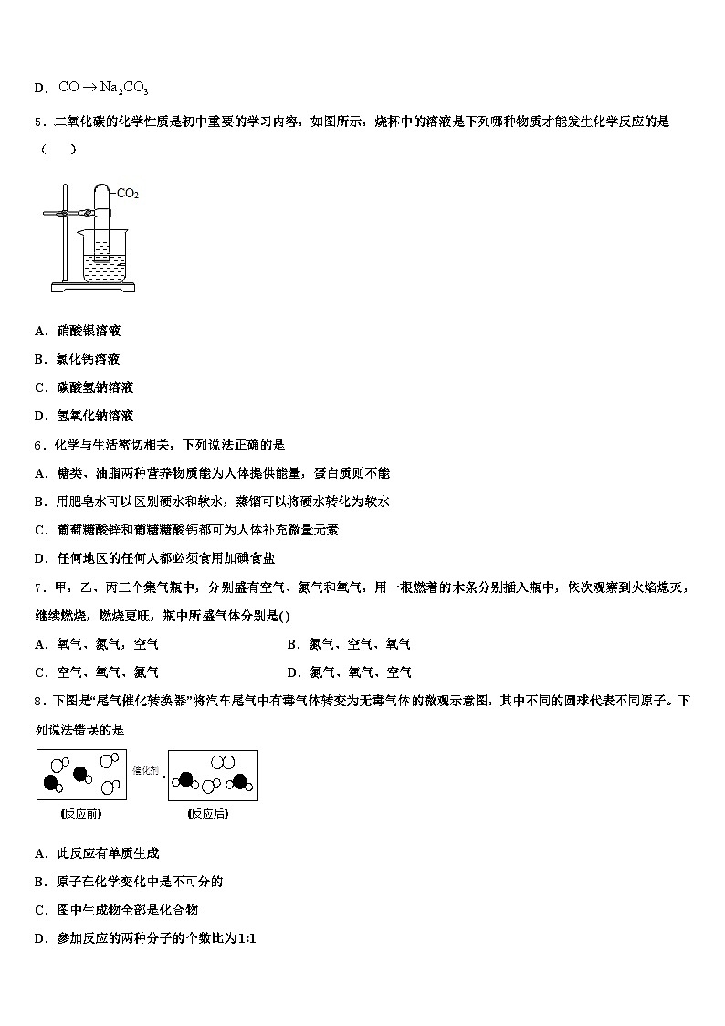 2026年吉林省辽源市中考化学对点突破模拟试卷（含答案解析）第2页