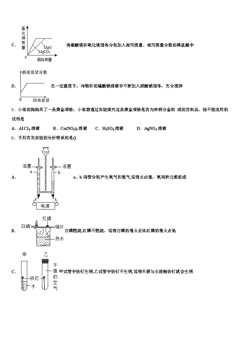 甘肃省武威市2026年中考化学对点突破模拟试卷（含答案解析）第2页