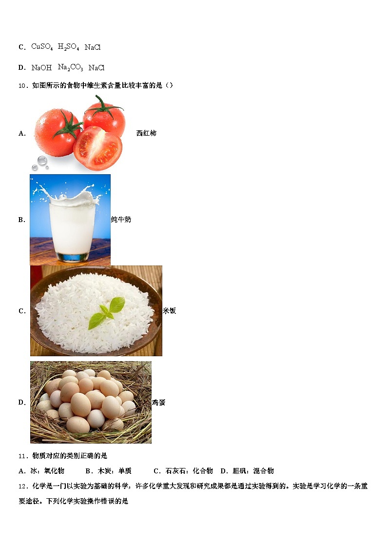 云南省玉溪市2025-2026学年中考化学模拟精编试卷（含答案解析）第3页