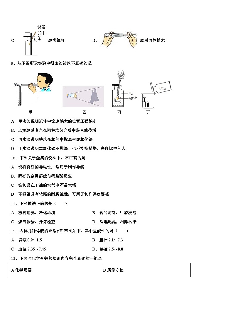 2026年浙江省湖州市中考化学适应性模拟试题（含答案解析）第3页