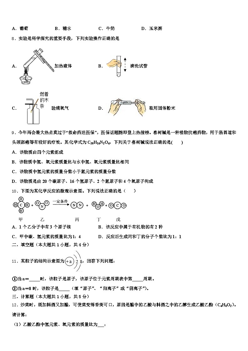 2026届云南省楚雄彝族自治州中考化学模拟精编试卷（含答案解析）第3页