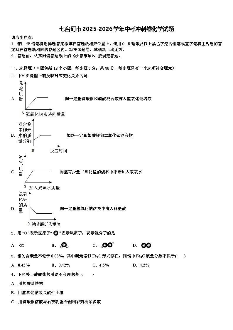 七台河市2025-2026学年中考冲刺卷化学试题（含答案解析）第1页
