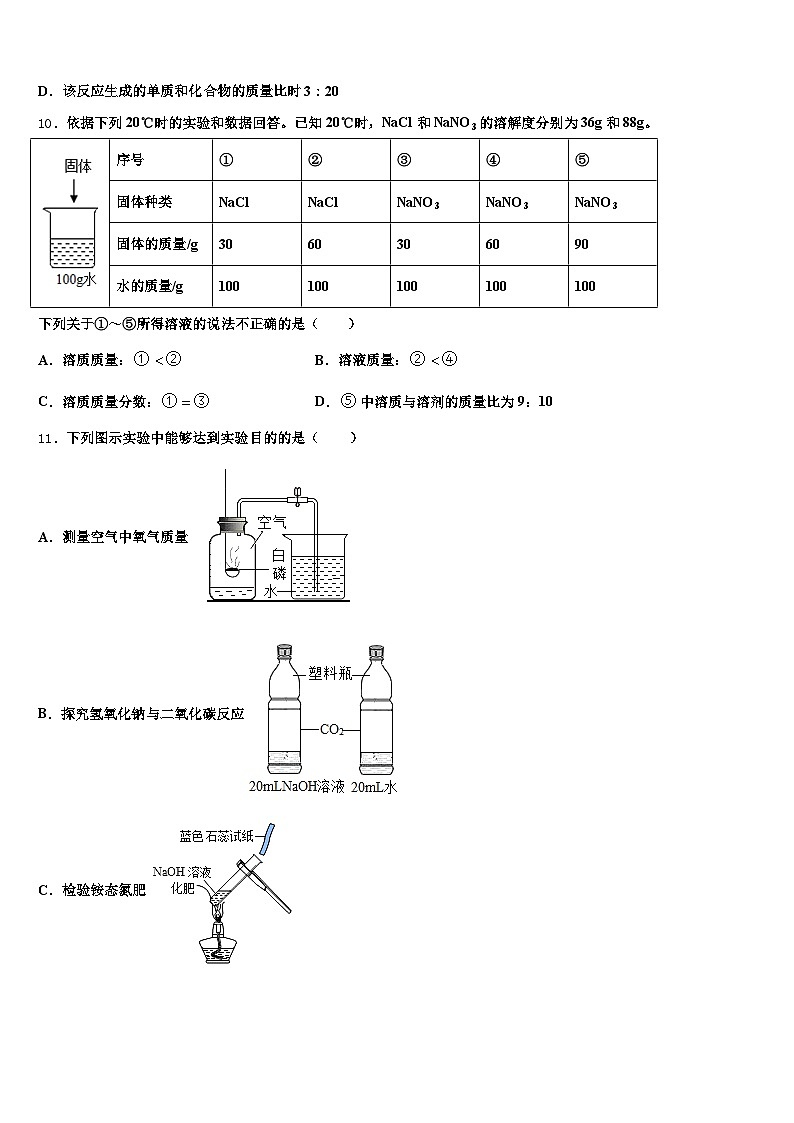 曲靖市2025-2026学年初中化学毕业考试模拟冲刺卷（含答案解析）第3页