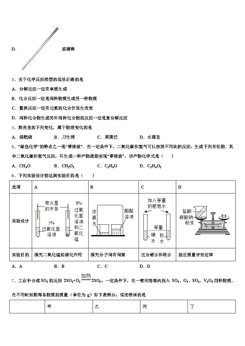 定西市2026年中考化学最后一模试卷（含答案解析）第2页