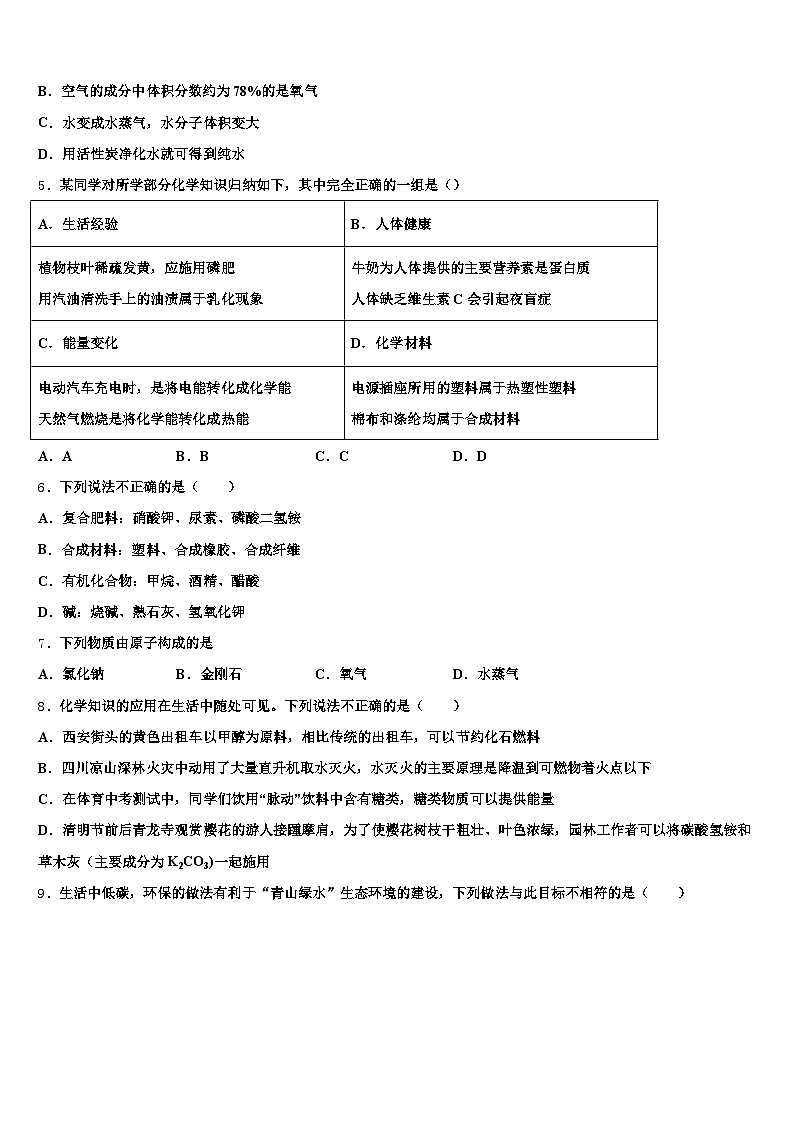 河南省周口市2026年中考联考化学试题（含答案解析）第2页