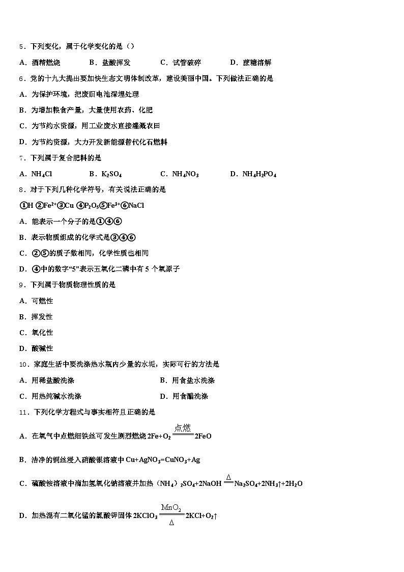 河北省2026年中考猜题化学试卷（含答案解析）第2页