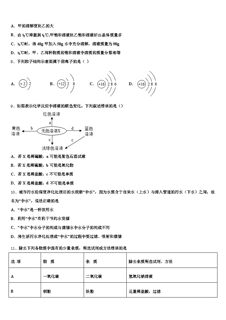 铜陵市2025-2026学年中考化学模拟精编试卷（含答案解析）第3页