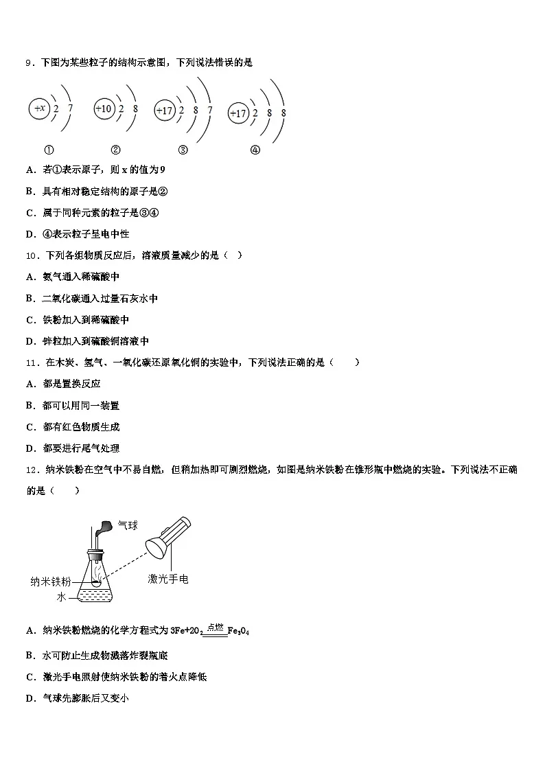 安徽省淮南市2026年中考化学押题卷（含答案解析）第3页