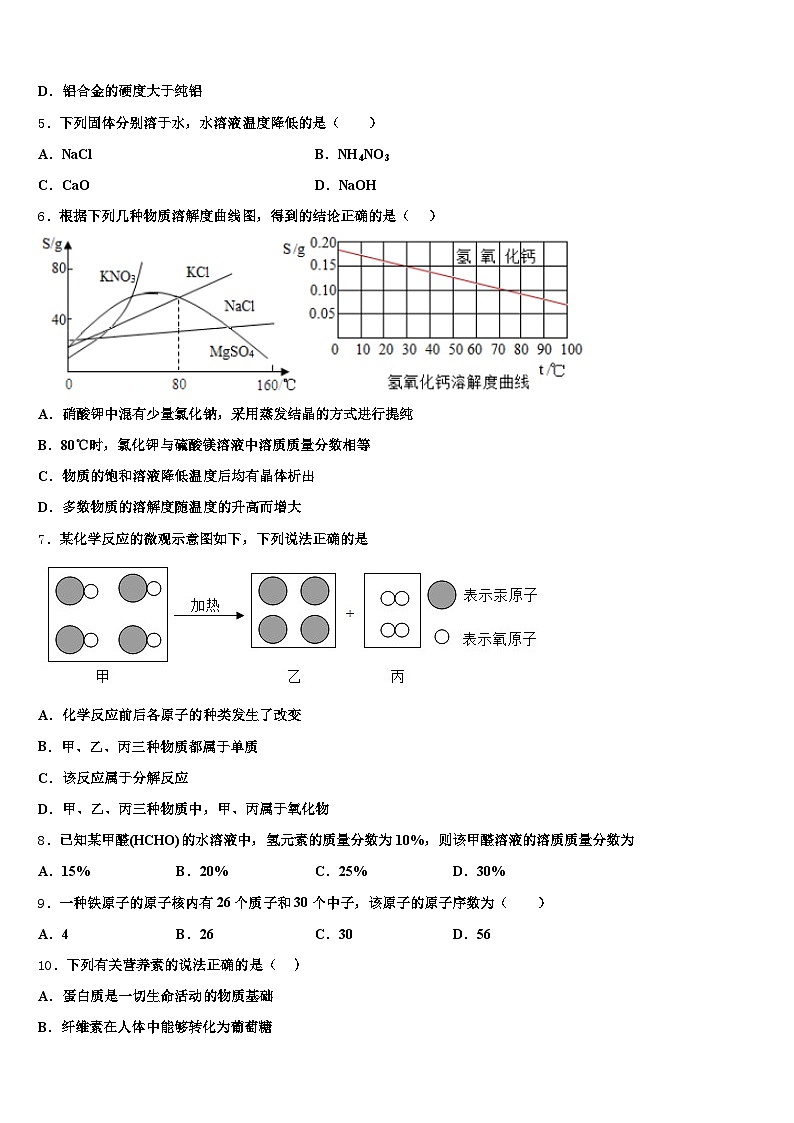甘肃省武威市2025-2026学年中考联考化学试题（含答案解析）第2页
