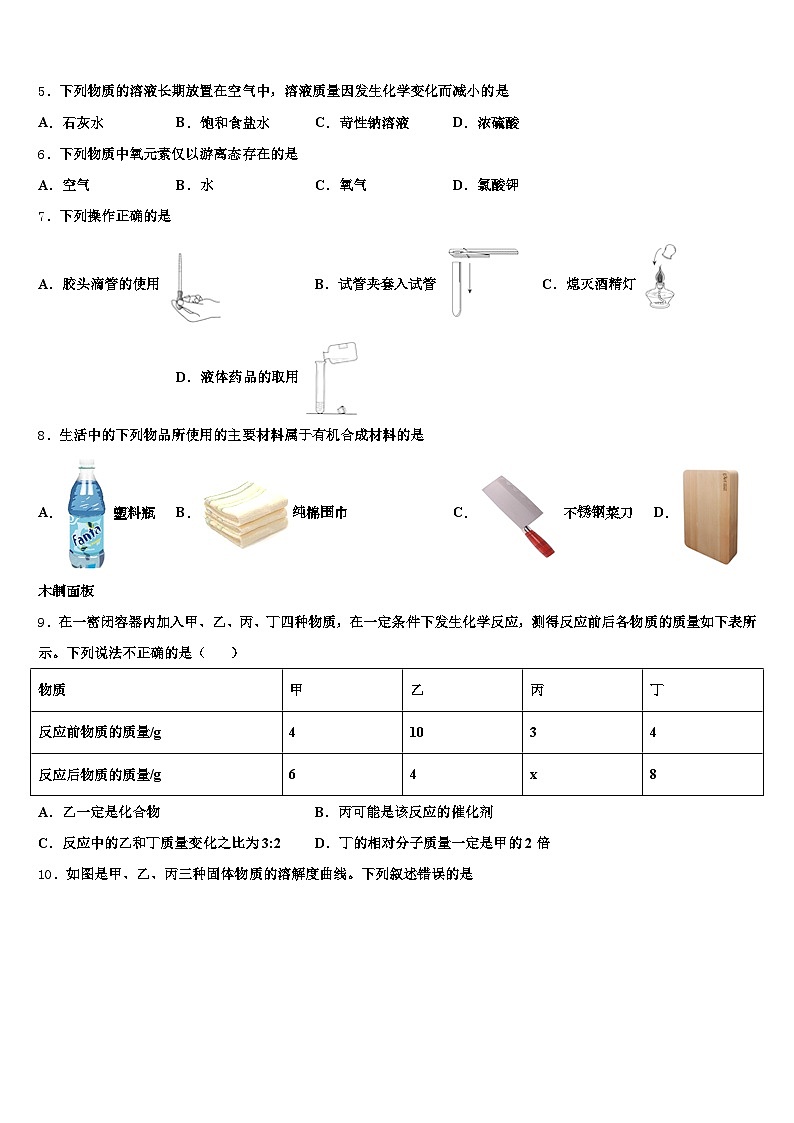 云南省大理白族自治州2026年中考二模化学试题（含答案解析）第2页