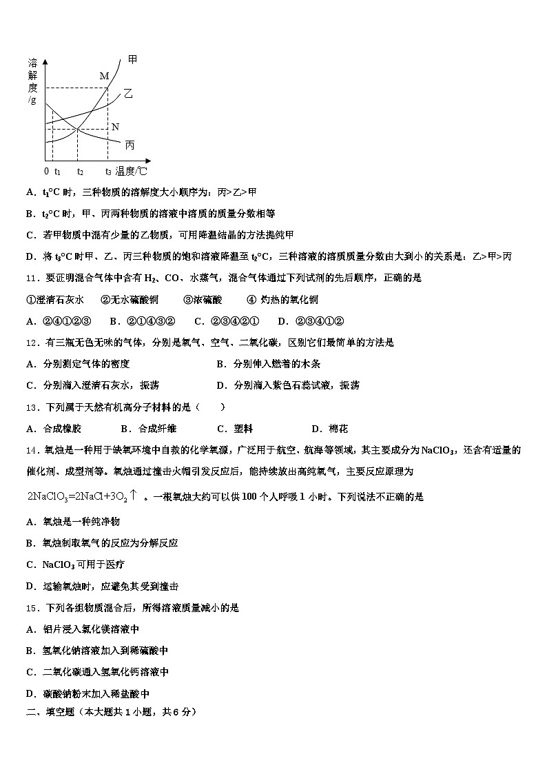 云南省大理白族自治州2026年中考二模化学试题（含答案解析）第3页