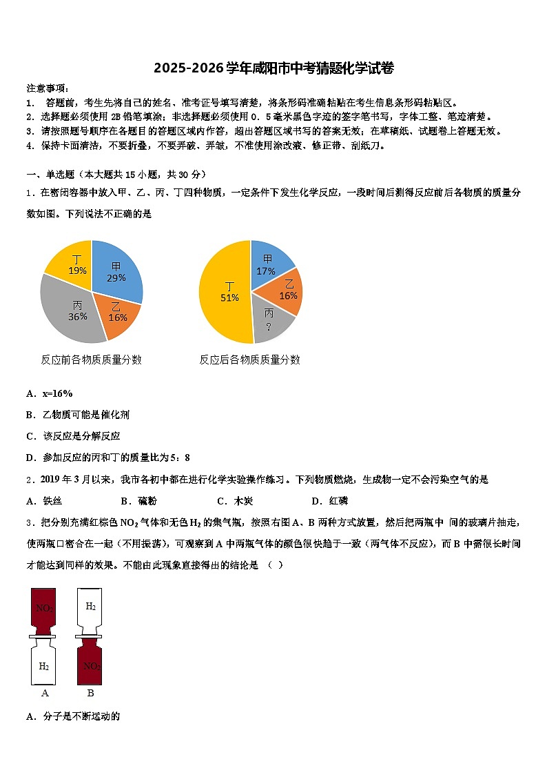 2025-2026学年咸阳市中考猜题化学试卷（含答案解析）第1页