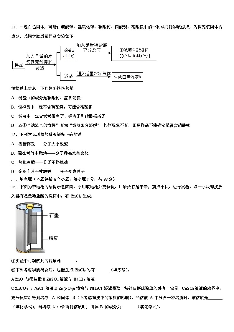 马鞍山市2026年初中化学毕业考试模拟冲刺卷（含答案解析）第3页