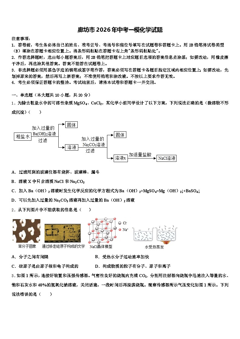廊坊市2026年中考一模化学试题（含答案解析）第1页