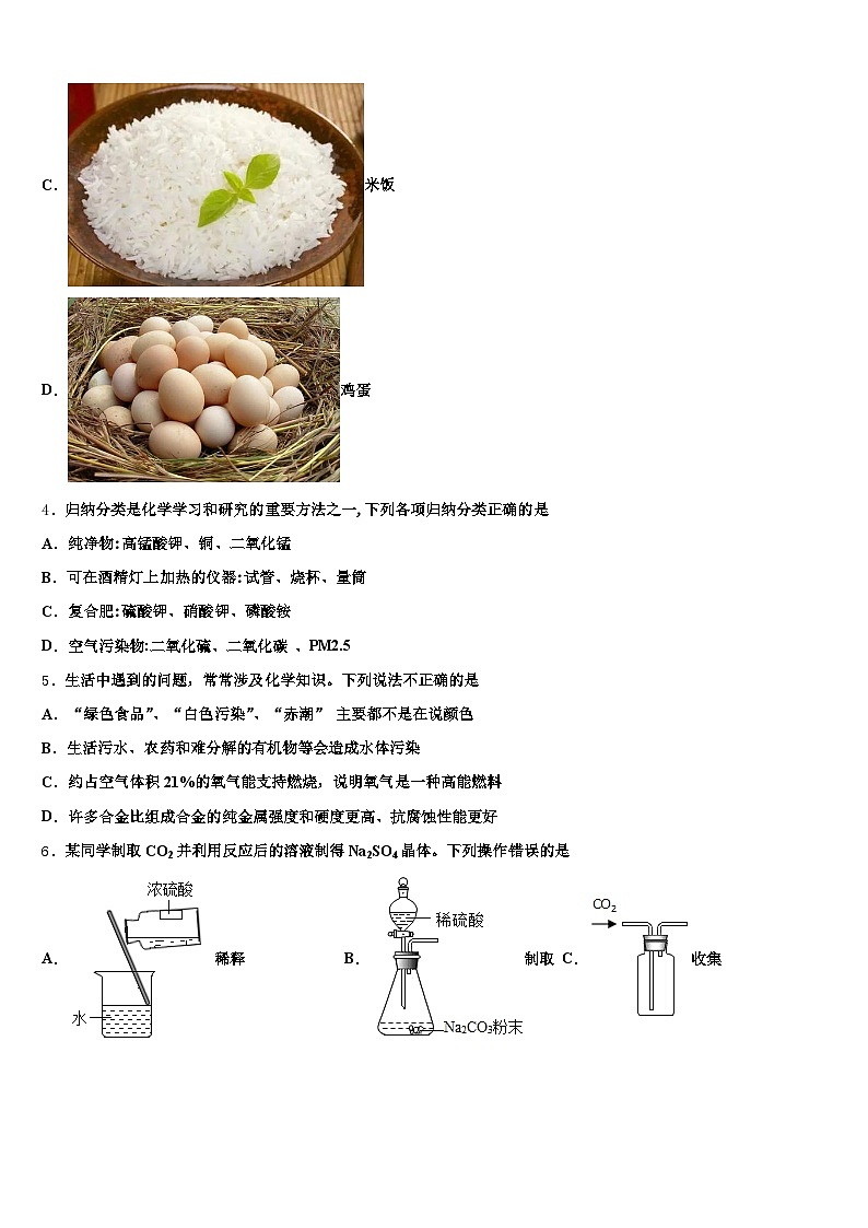 2026届浙江省台州市中考化学仿真试卷（含答案解析）第2页