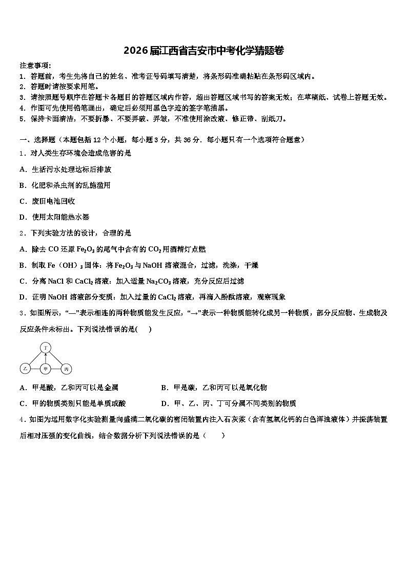 2026届江西省吉安市中考化学猜题卷（含答案解析）第1页