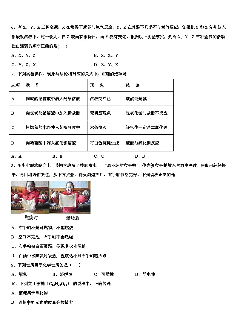 2026届安徽省铜陵市中考化学最后冲刺浓缩精华卷（含答案解析）第3页