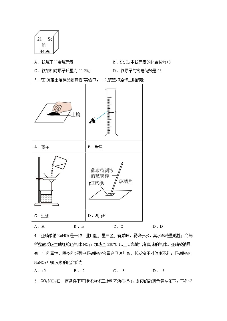 2026 年湖南省长沙市部分学校中考第一次模拟化学试卷含答案第2页