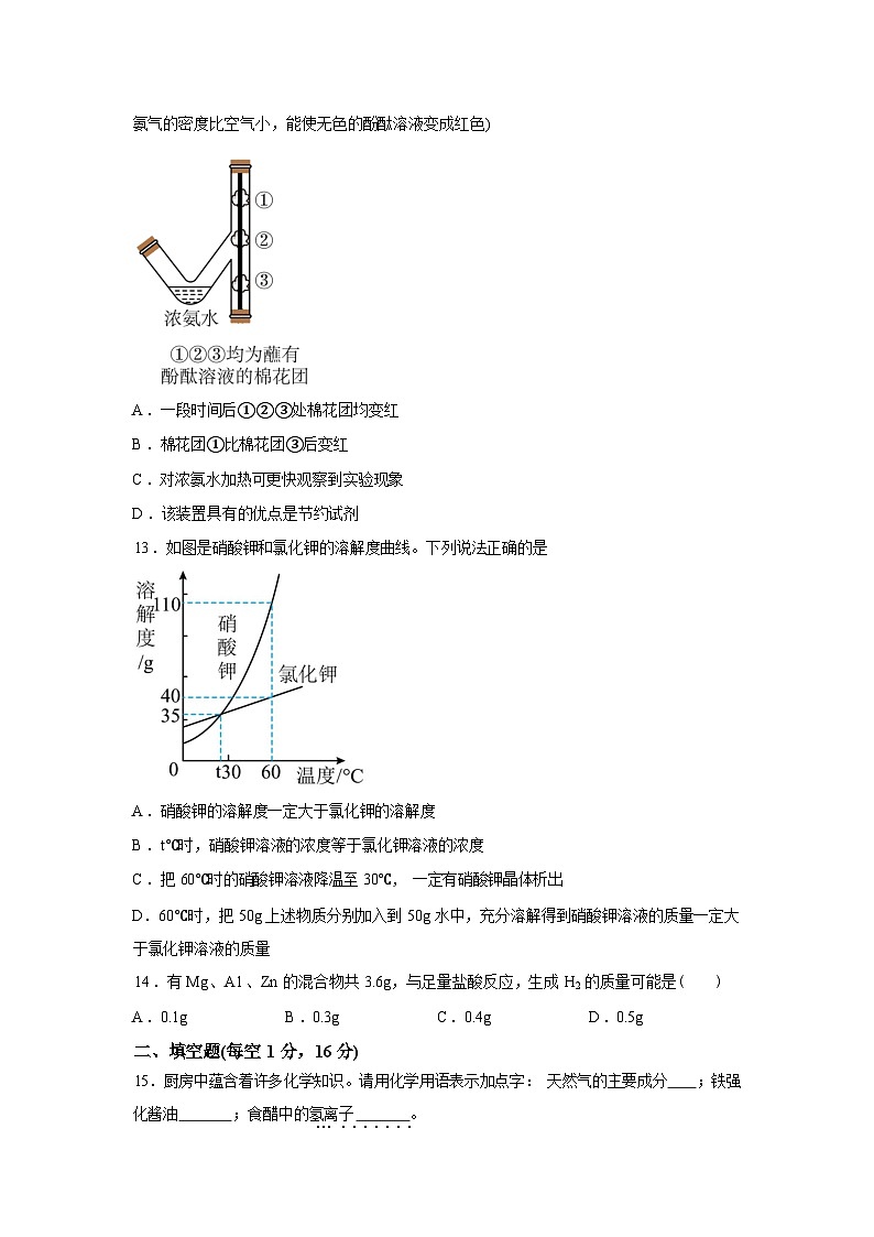 2026年河南省安阳市部分学校联考中考第一次模拟预测化学试题含答案第3页