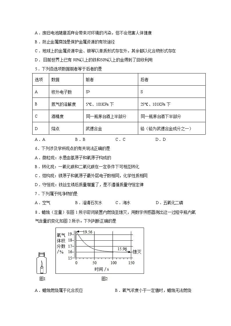 山东菏泽市牡丹区第二十一初级中学2025-2026学年九年级下学期学情自测化学模拟试题含答案第2页