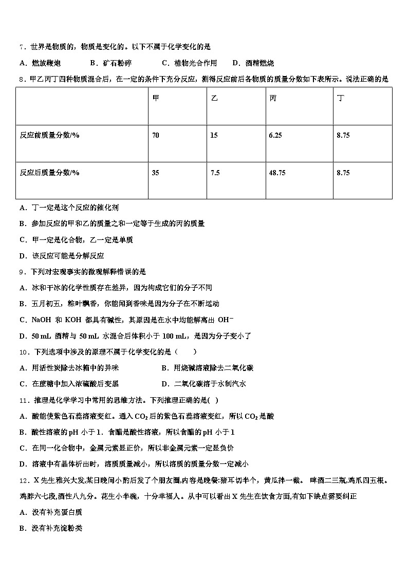 2025-2026学年内蒙古自治区中考三模化学试题（含答案解析）第3页