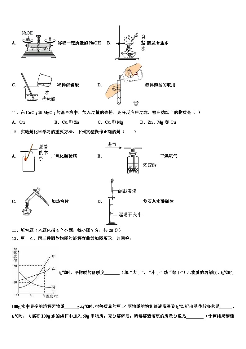 2025-2026学年浙江省湖州市中考冲刺卷化学试题（含答案解析）第3页