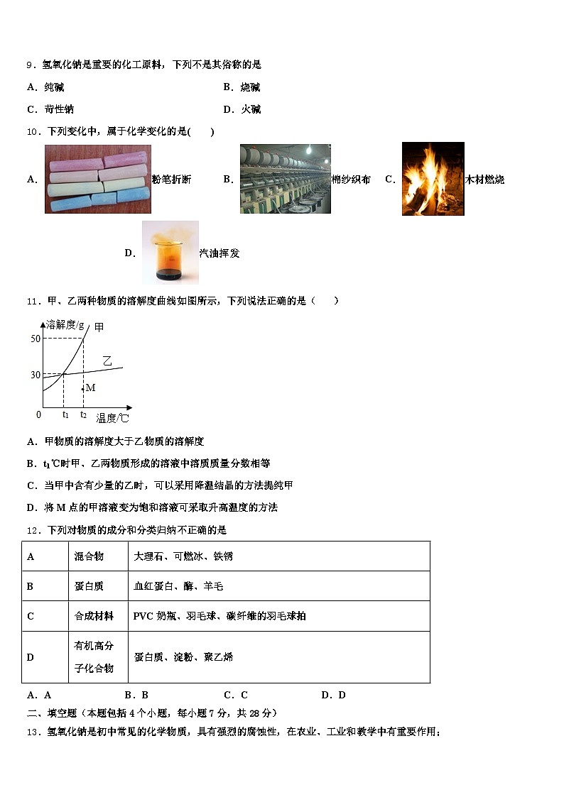 2025-2026学年自贡市中考化学模试卷（含答案解析）第3页