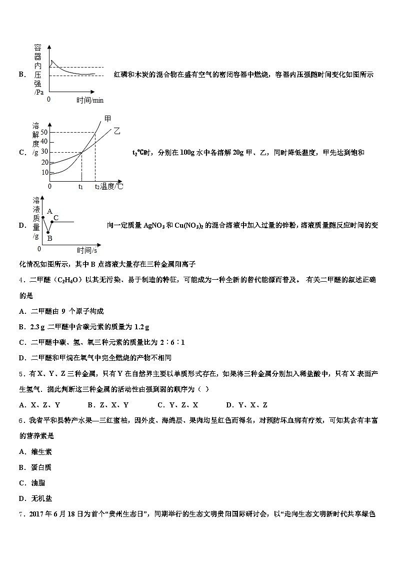 2026届甘肃省天水市中考化学四模试卷（含答案解析）第2页