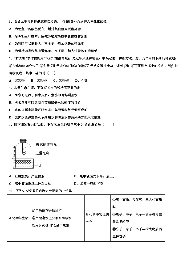 2026届湖南省中考化学最后一模试卷（含答案解析）第2页