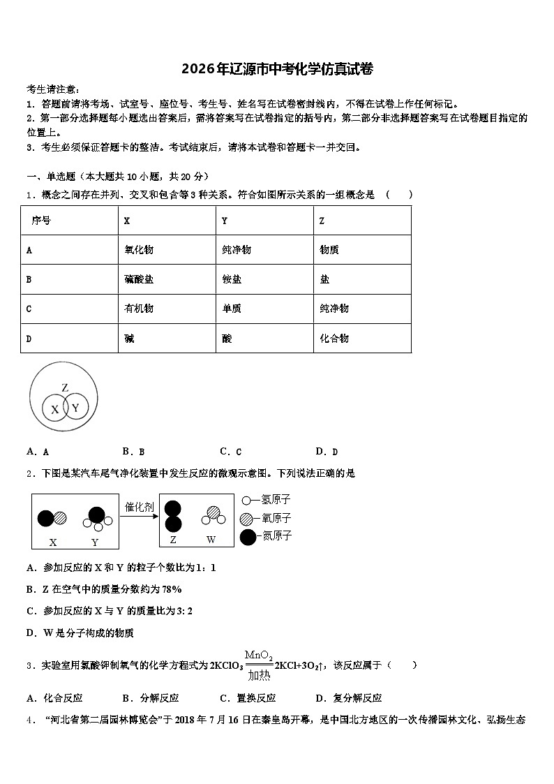 2026年辽源市中考化学仿真试卷（含答案解析）第1页