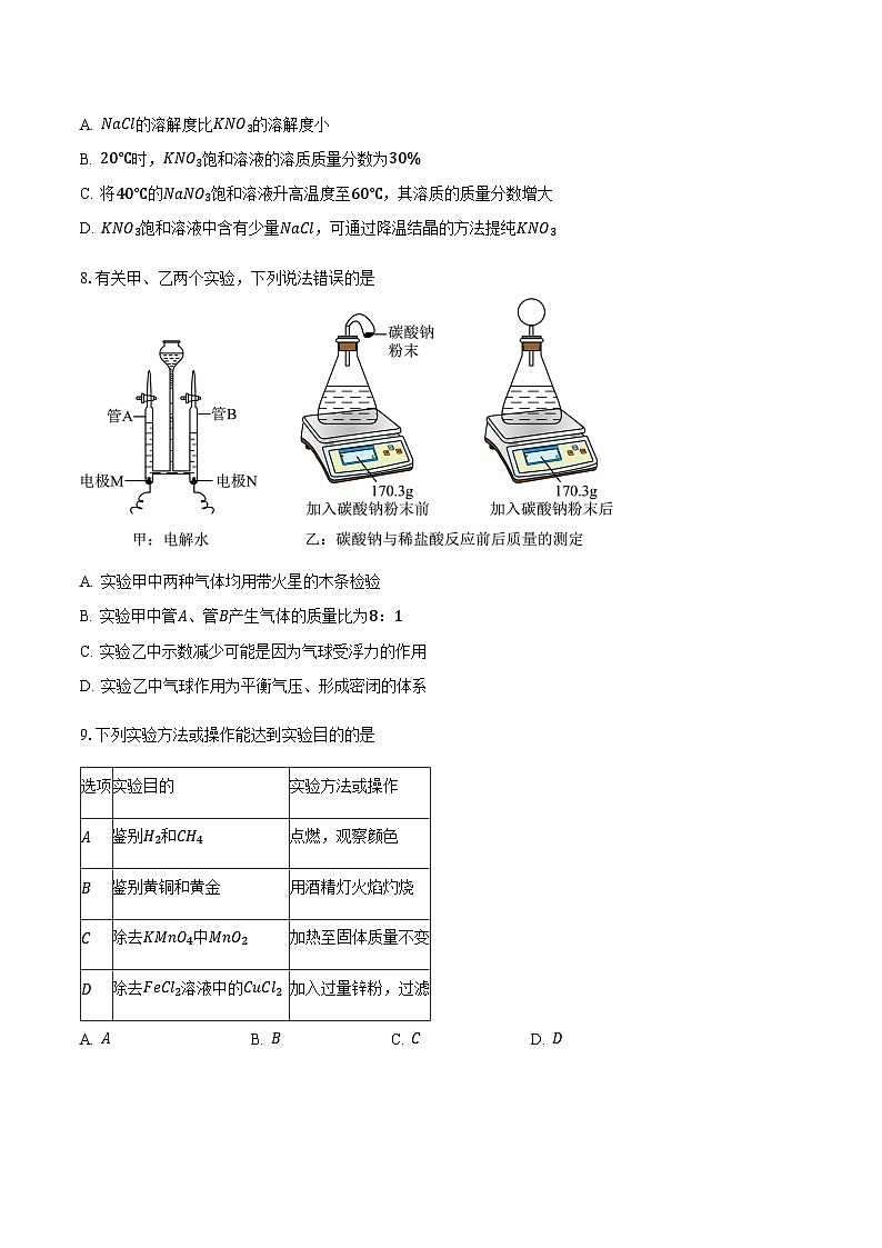 2026年广东省深圳市九年级中考一模化学试卷(含解析)第3页
