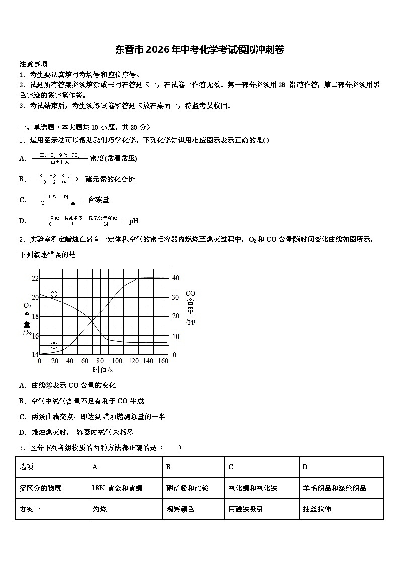 东营市2026年中考化学考试模拟冲刺卷（含答案解析）第1页
