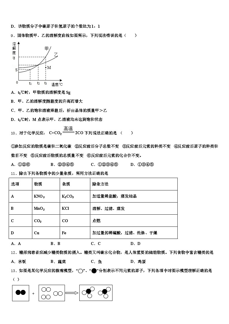 六安市2025-2026学年中考试题猜想化学试卷（含答案解析）第3页