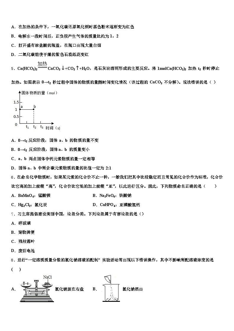 甘肃省定西市2026年中考化学模拟预测试卷（含答案解析）第2页