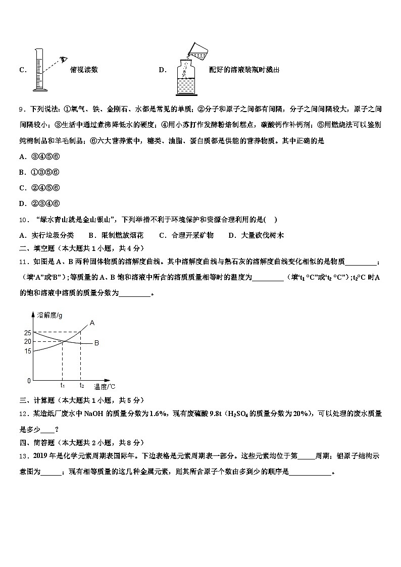 甘肃省定西市2026年中考化学模拟预测试卷（含答案解析）第3页