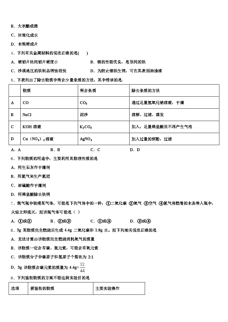 贵州省六盘水市2026年中考押题化学预测卷（含答案解析）第2页
