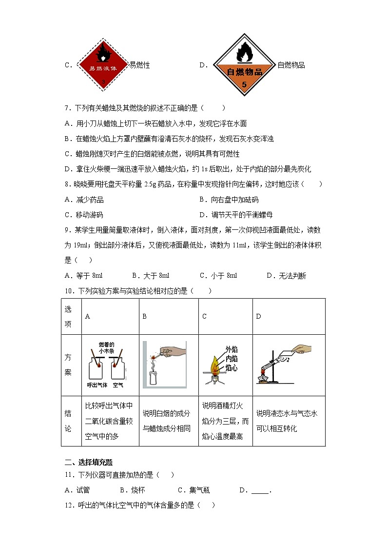2019-2020学年初三化学上册《第一单元 走进化学世界》限时训练（解析版）02