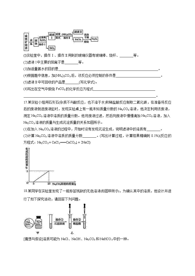 初中化学人教版本九年级下册第十一单元 盐  化肥 测试卷03