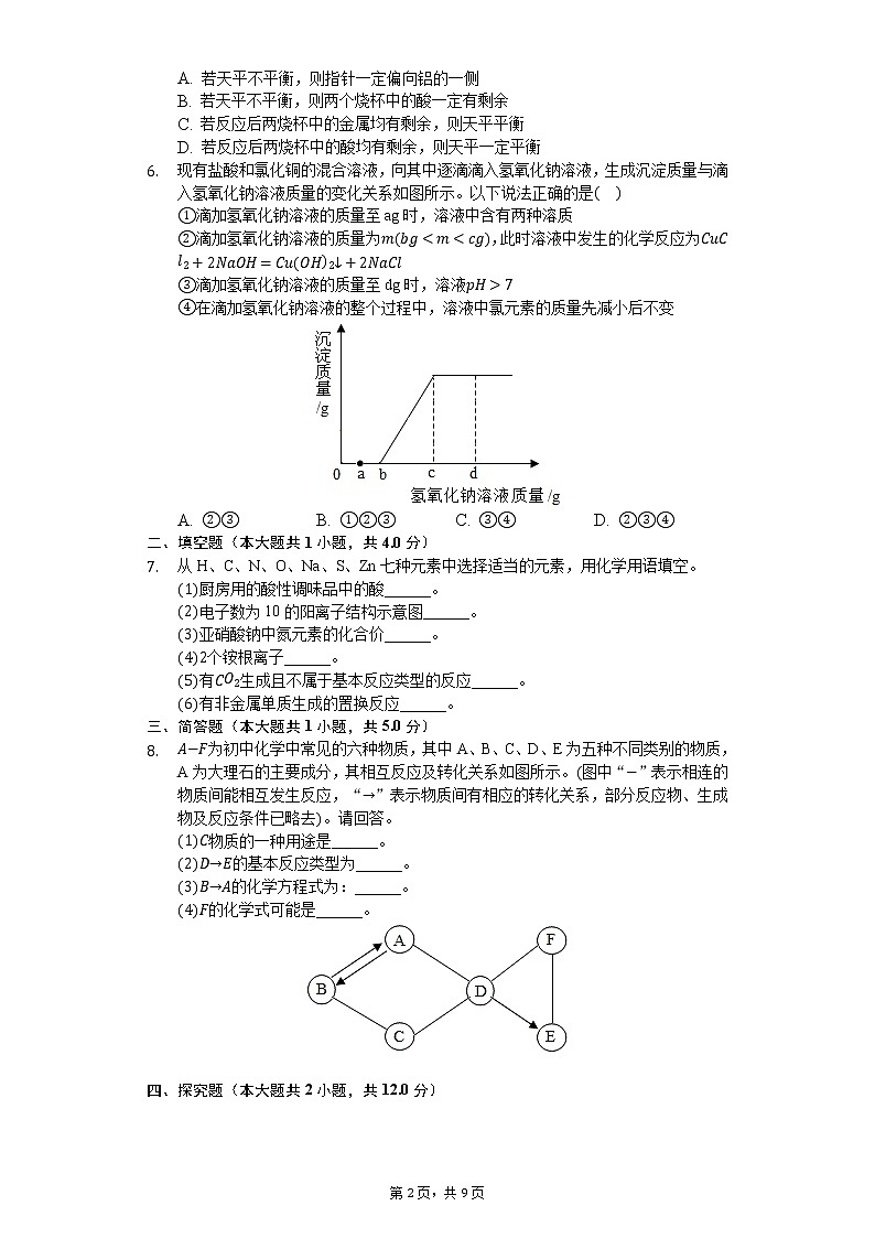 2020年内蒙古包头市中考化学押题卷（五）02