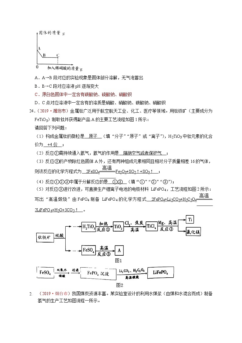 专题12推断题、生产流程、信息题2019年全国中考真题分类汇编（部分答案）03
