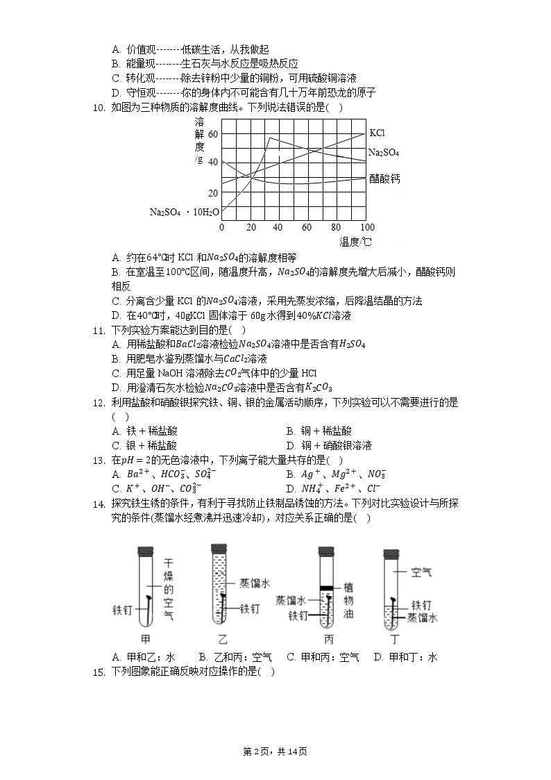 2019-2020学年广东省中山一中九年级（下）段考化学试卷02