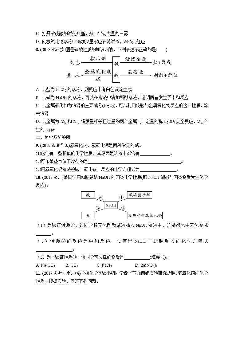 2020中考化学一轮复习基础考点练习：主题6 常见的酸和碱第2页