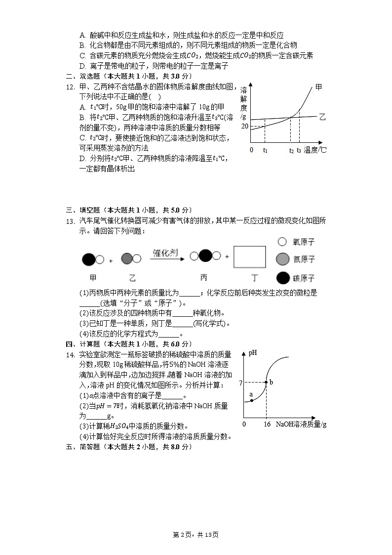 2020年湖北省黄石市中考化学模拟试卷（5月份）第2页