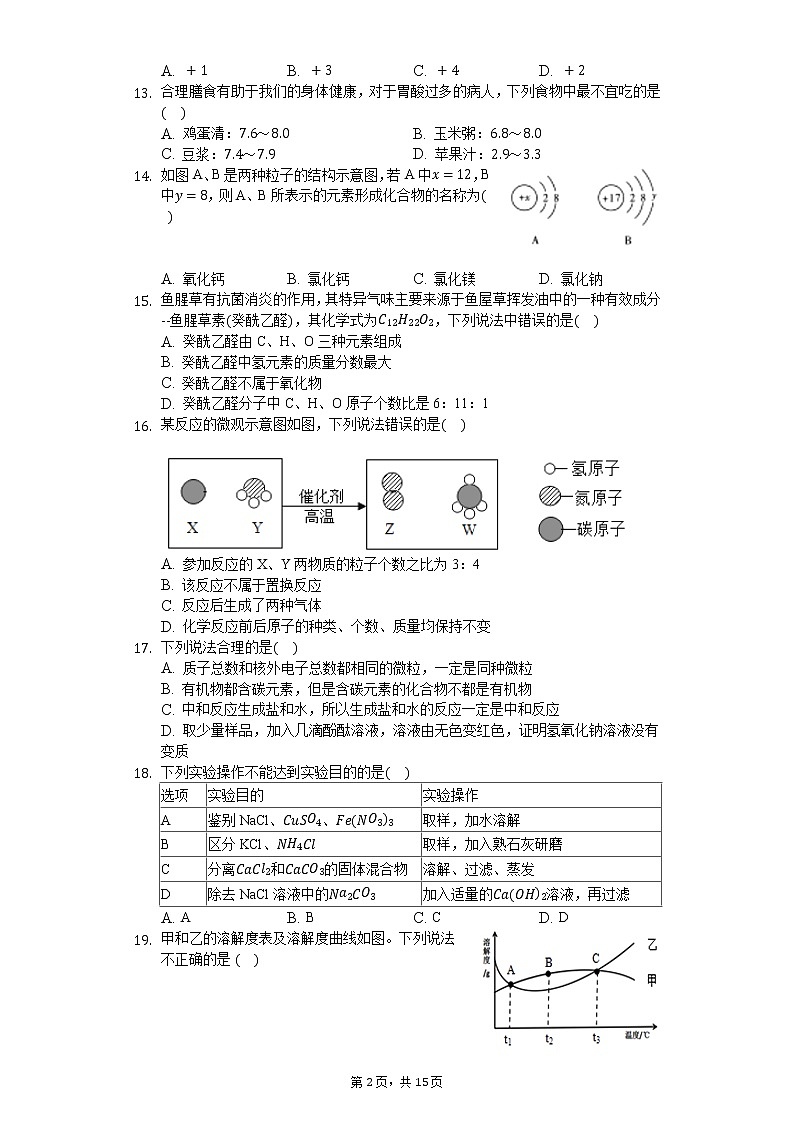 2020年云南省昆明市中考化学二模试卷第2页